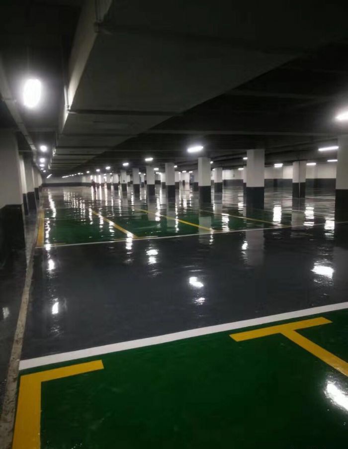 广州地下停车场地坪漆施工装修效果图
