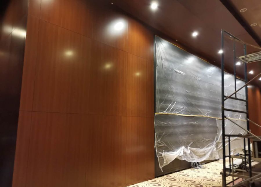 连云港会议大厅成品木饰面背景装修效果图